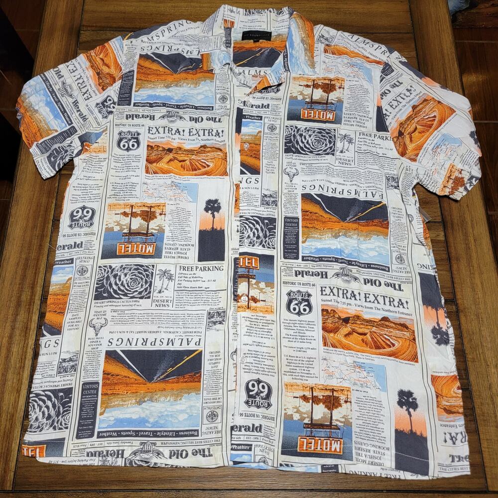 No Boundaries Button Up Shirt "Palm Springs Ca Newspaper" - Size 2XL NWT
